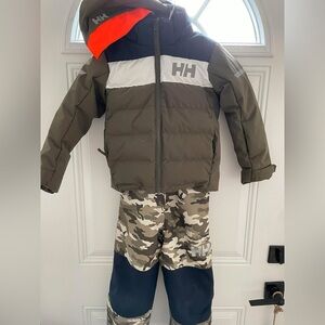 Helly Hansen Olive and Camo Kids' Snowsuit